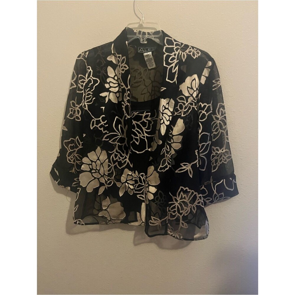 Alex 2-piece sheer floral embroidered jacket and tank top set